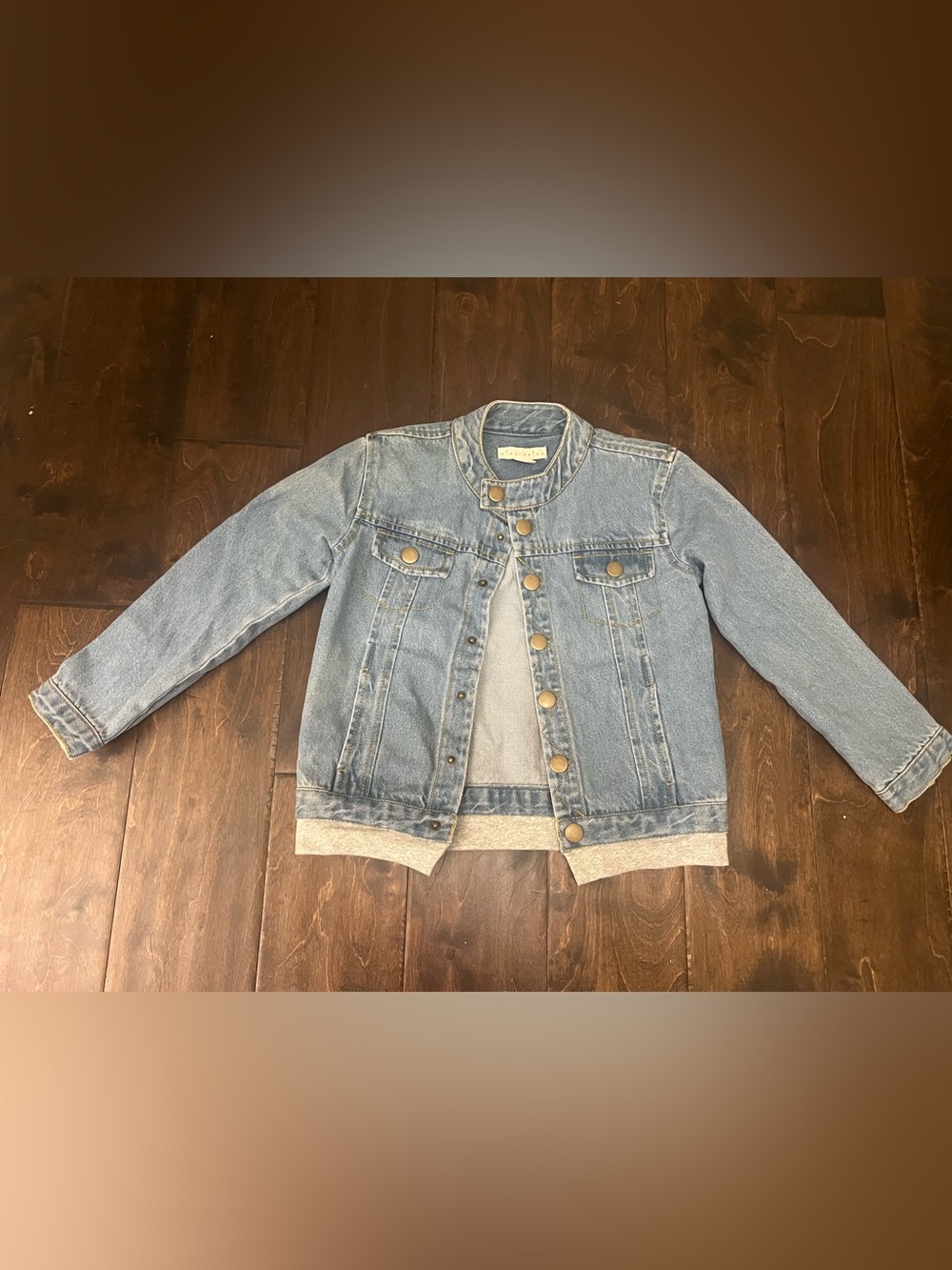 Kinderkind Denim Jacket with Gray Knit Hem